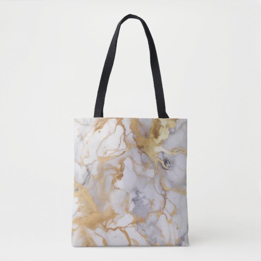 Verfijnd wit en gouden marmer-effect tote bag (Voorkant)