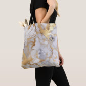 Verfijnd wit en gouden marmer-effect tote bag (Dichtbij)