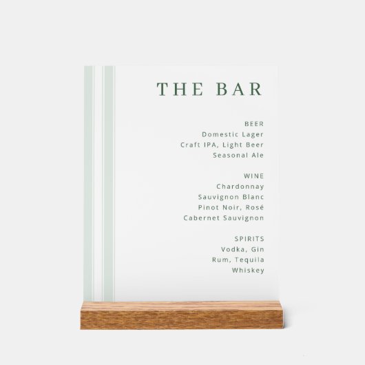 Verfijnd Witte Minimalistische Barmenu Acryl Bord (Voorkant)