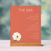 Verfijnd Zalmroze Minimalistische Bar Menu Acryl Bord (Neutraal)