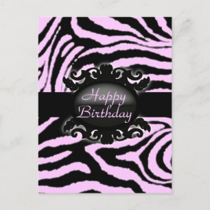 Verfijnd Zebra Print monogram Briefkaart