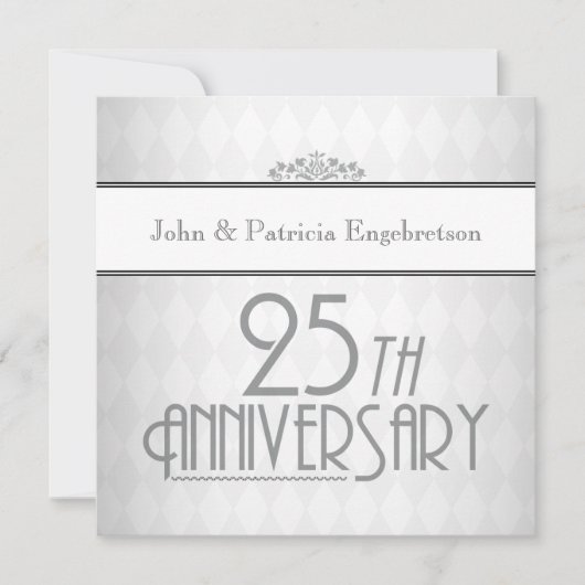Verfijnd Zilver 25e Huwelijksjubileum Kaart (Voorkant)