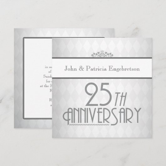 Verfijnd zilver 25th Wedding Jubileum Kaart (Voorkant / Achterkant)