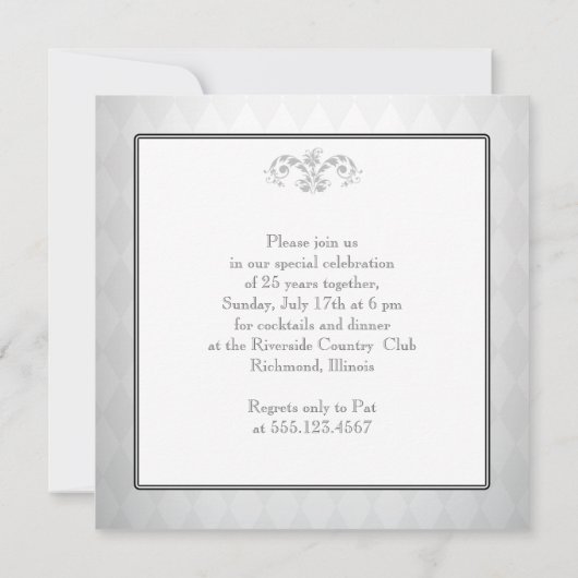 Verfijnd zilver 25th Wedding Jubileum Kaart (Achterkant)