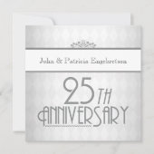 Verfijnd zilver 25th Wedding Jubileum Kaart (Voorkant)