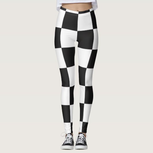 Verfijnd Zwart en Wit Geruit Envelop Leggings (Voorkant)