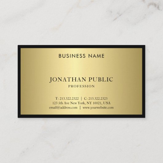 Verfijnd Zwart Goud Monogram Glam Modern Fijn Visitekaartje (Achterkant)