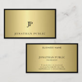 Verfijnd Zwart Goud Monogram Glam Modern Fijn Visitekaartje (Voorkant / Achterkant)