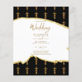 Verfijnd Zwart GOUD Witte Trouw Uitnodigingen (Voorkant)