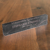 Verfijnd zwart marmer Roos Gold Naambordje (Zijkant)