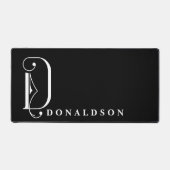 Verfijnd zwart met Elegant Monogram D Custom Bureaumat (Voorkant)