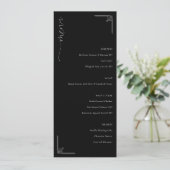Verfijnd Zwart Minimalistisch Trouwmenu Menu (Staand voorkant)