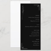Verfijnd Zwart Minimalistisch Trouwmenu Menu (Voorkant / Achterkant)