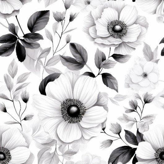 Verfijnd zwart wit bloemen douchegordijn