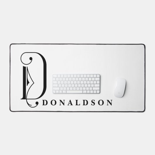 Verfijnd zwart-wit Elegant Monogram D Bureaumat (Keyboard & Muis)