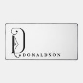 Verfijnd zwart-wit Elegant Monogram D Bureaumat (Voorkant)