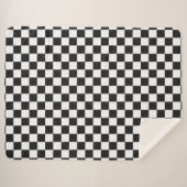 Verfijnd zwart-wit geruit patroon sherpa deken (Voorkant (horizontaal))