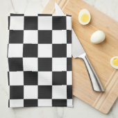 Verfijnd zwart-wit geruit patroon theedoek (Quarter Fold)