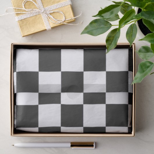 Verfijnd zwart-wit geruit patroon tissuepapier (Geschenk)