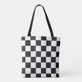 Verfijnd zwart-wit geruit patroon tote bag (Achterkant)