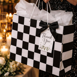 Verfijnd zwart-wit ruitpatroon groot cadeauzakje