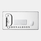 Verfijnd Zwart  & Witte Elegante Monogram D  Bureaumat (Keyboard & Muis)