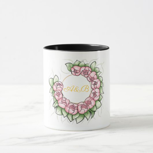 Verfijnd Zwarte Trouw Monogrammok - Minimaal Mok (Midden)