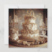 VERFIJNDE 50E BRUILOFT JUBILEUM CAKE KAART (Voorkant)