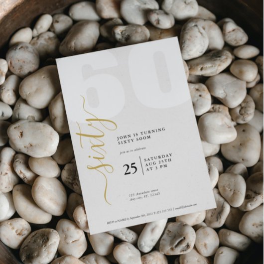 Verfijnde 60ste Verjaardag Uitnodiging met Schoon