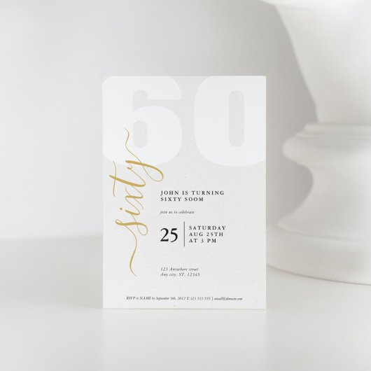 Verfijnde 60ste Verjaardag Uitnodiging met Schoon