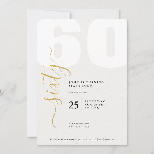 Verfijnde 60ste Verjaardag Uitnodiging met Schoon (Voorkant)