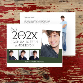 Verfijnde Afstuderen Fotocollage Donkergroen Notitiekaartje