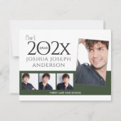 Verfijnde Afstuderen Fotocollage Donkergroen Notitiekaartje (Voorkant)