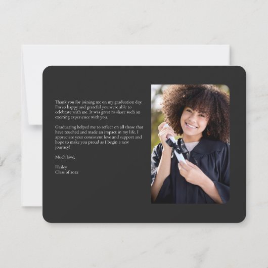 Verfijnde Afstuderen fotocollage zwart Bedankkaart (Achterkant)