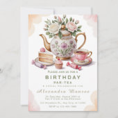 Verfijnde Afternoon Tea met Bloemmotieven Kaart (Voorkant)