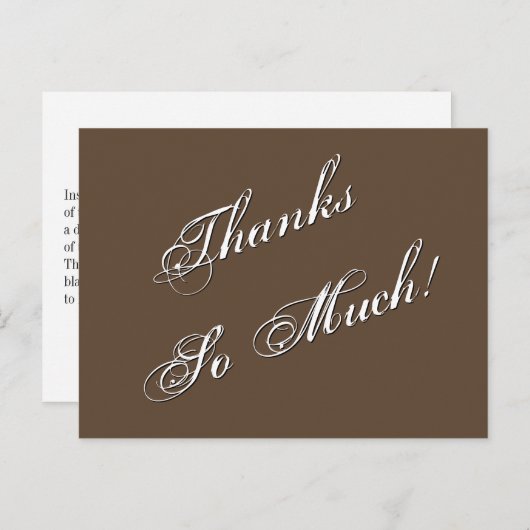 Verfijnde "Bedankt zo veel!" Briefkaart (Voorkant / Achterkant)