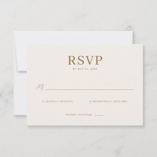 Verfijnde Beige RSVP Kaart (Voorkant)