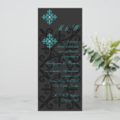 Verfijnde Black and Aqua Engagement Party Kaart (Staand voorkant)