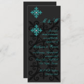 Verfijnde Black and Aqua Engagement Party Kaart (Voorkant / Achterkant)