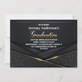 Verfijnde Black Gold Graduation Party Kaart (Voorkant)