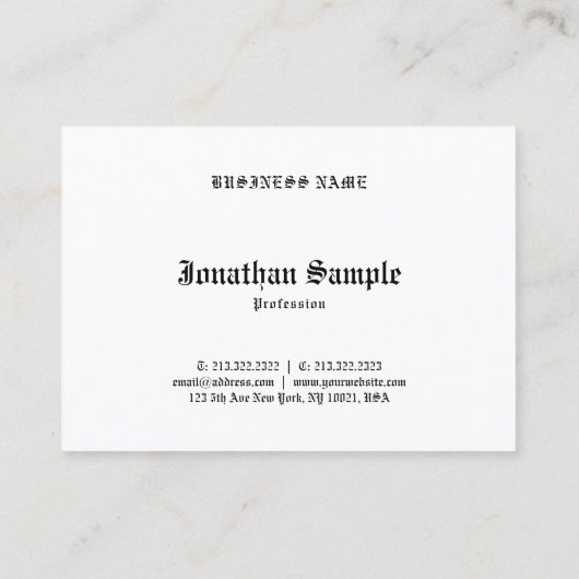 Verfijnde Black White Old English Text Cool Visitekaartje (Achterkant)
