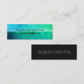 Verfijnde Blauw Groene Waterverf Mini Visitekaartje (Voorkant / Achterkant)