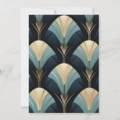 Verfijnde Blauwe en Gouden Art Deco Bridal Kaart (Achterkant)