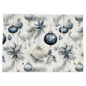 Verfijnde Blauwe & Gouden Kerstmis Groot Cadeauzakje (Achterkant)