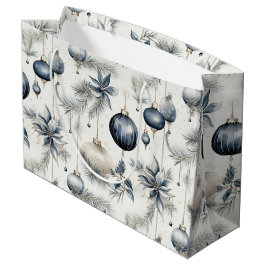 Verfijnde Blauwe & Gouden Kerstmis Groot Cadeauzakje