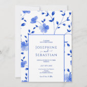 Verfijnde Blauwe Periwinkle Moderne Huwelijk Kaart (Voorkant)