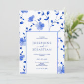 Verfijnde Blauwe Periwinkle Moderne Huwelijk Kaart (Staand voorkant)