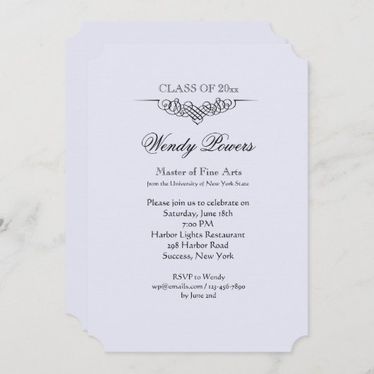 Verfijnde Bloeiende Afstuderen Uitnodiging (Voorkant / Achterkant)