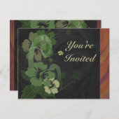 Verfijnde Bloemen Zwart Bruin Partij Kaart (Voorkant / Achterkant)