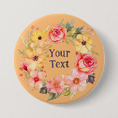 Verfijnde bloemenkrans revers broche ronde button 7,6 cm (Voorkant)
